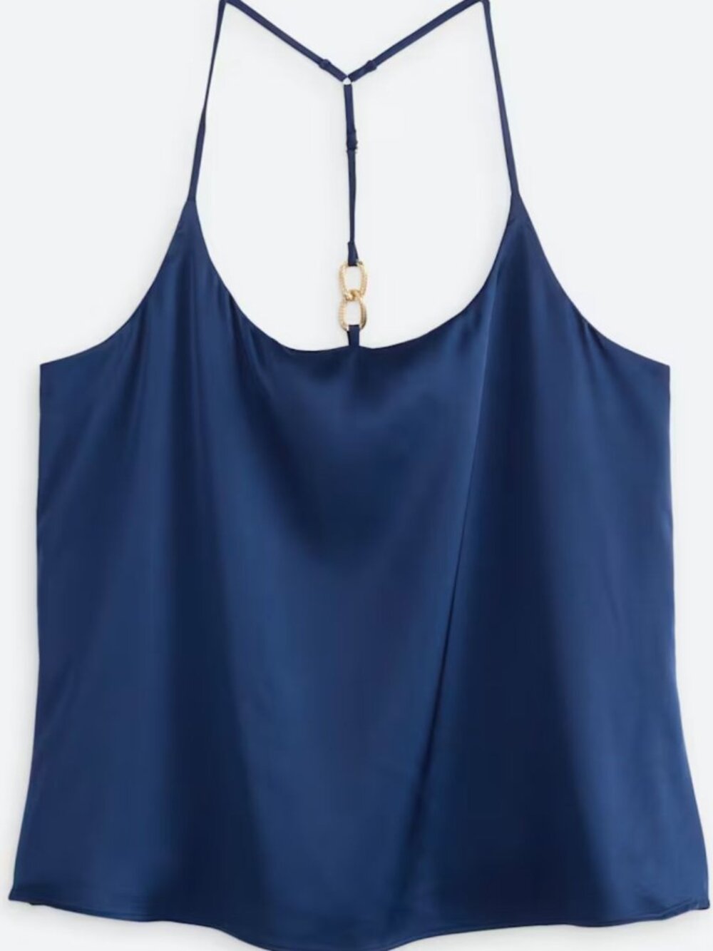 NWT Montgomery Post Polly Satiny Blue Cami Tank Top with Gold Tone Detailing- M